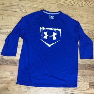 New Under Armour Blue Boys Size L baseball shirt